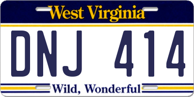 WV license plate DNJ414