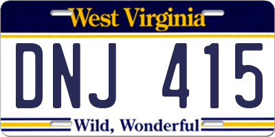 WV license plate DNJ415