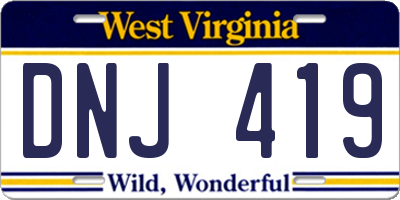 WV license plate DNJ419