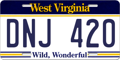 WV license plate DNJ420