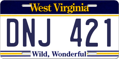 WV license plate DNJ421