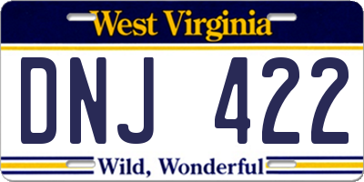 WV license plate DNJ422