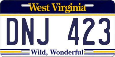 WV license plate DNJ423