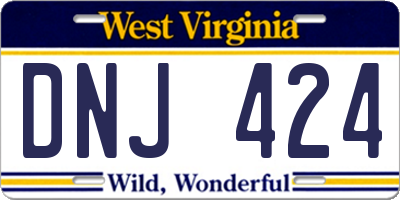 WV license plate DNJ424