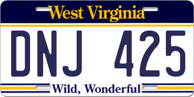 WV license plate DNJ425
