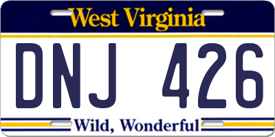WV license plate DNJ426