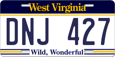 WV license plate DNJ427