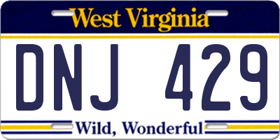 WV license plate DNJ429