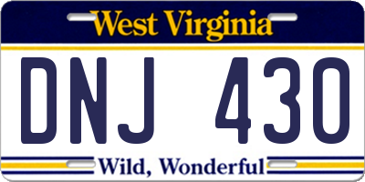 WV license plate DNJ430