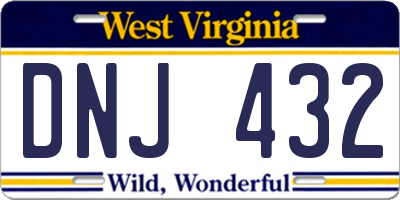 WV license plate DNJ432