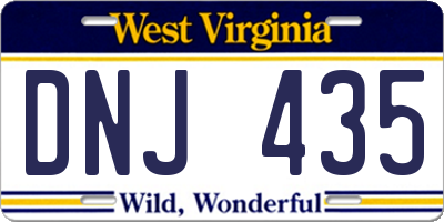 WV license plate DNJ435