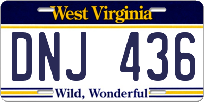 WV license plate DNJ436