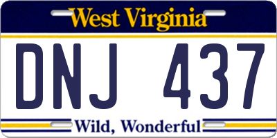 WV license plate DNJ437