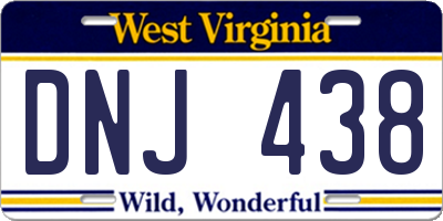 WV license plate DNJ438