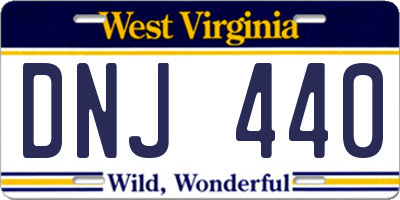 WV license plate DNJ440