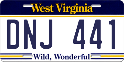 WV license plate DNJ441