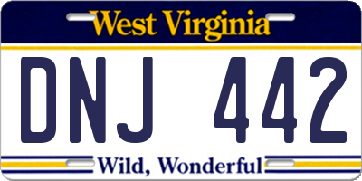 WV license plate DNJ442