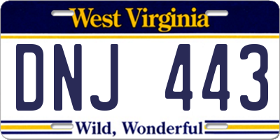 WV license plate DNJ443