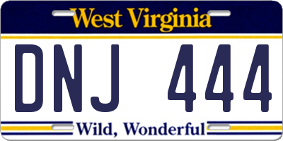 WV license plate DNJ444