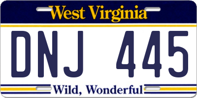 WV license plate DNJ445