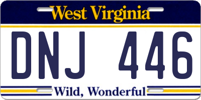 WV license plate DNJ446