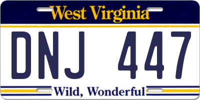 WV license plate DNJ447