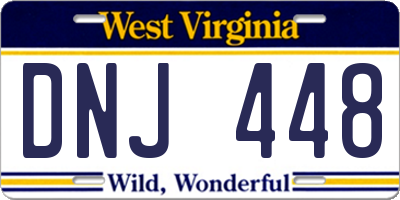 WV license plate DNJ448