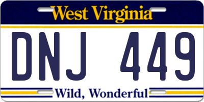 WV license plate DNJ449