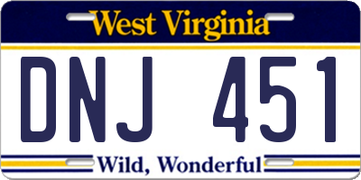 WV license plate DNJ451