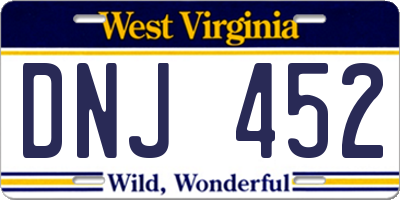 WV license plate DNJ452
