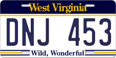 WV license plate DNJ453