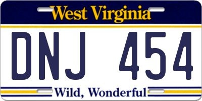 WV license plate DNJ454