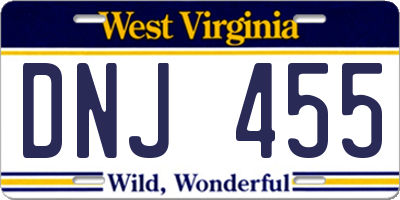 WV license plate DNJ455