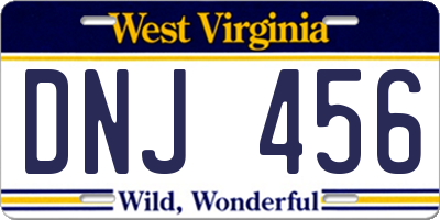 WV license plate DNJ456