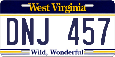 WV license plate DNJ457