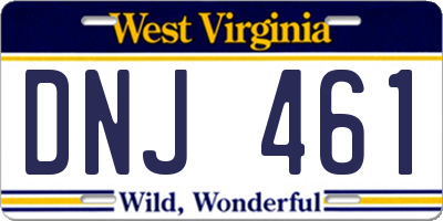 WV license plate DNJ461