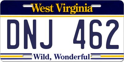 WV license plate DNJ462