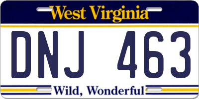 WV license plate DNJ463