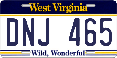 WV license plate DNJ465