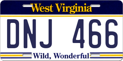 WV license plate DNJ466