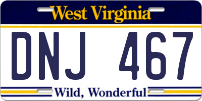 WV license plate DNJ467
