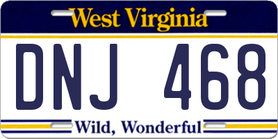 WV license plate DNJ468