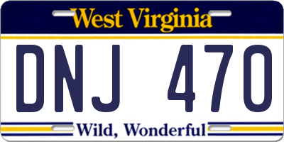 WV license plate DNJ470
