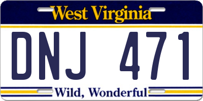 WV license plate DNJ471