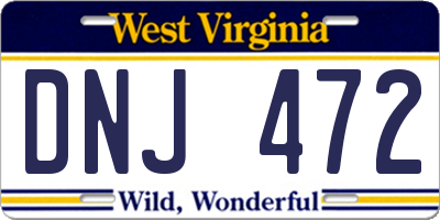WV license plate DNJ472