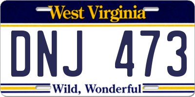 WV license plate DNJ473