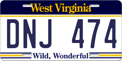 WV license plate DNJ474