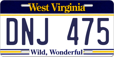 WV license plate DNJ475