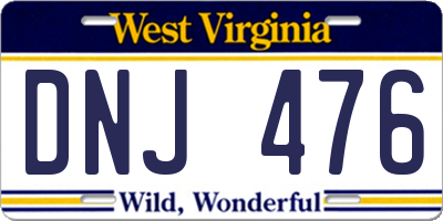WV license plate DNJ476