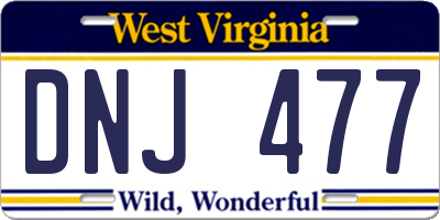 WV license plate DNJ477